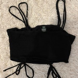 Black tank top with tie scrunches